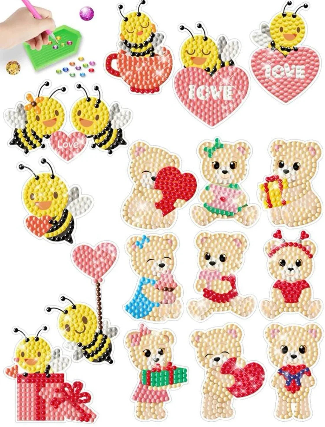 Pintura Diamante Stickers - Osos y Abejas