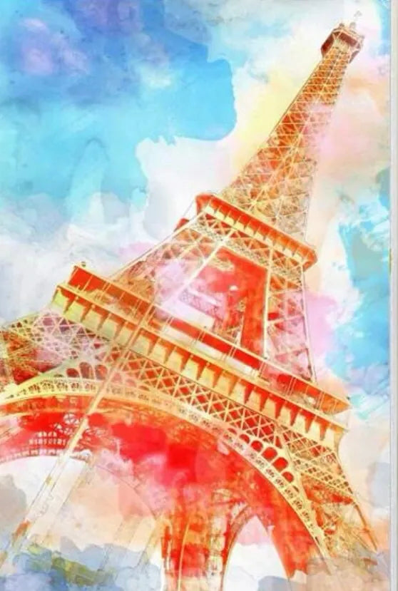 Pintura Diamante - Torre Eiffel coloreada
