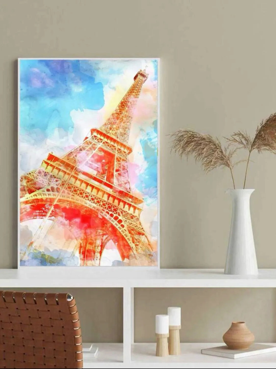 Pintura Diamante - Torre Eiffel coloreada