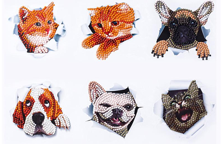 Pintura Diamante Stickers - Perritos y gatitos 2