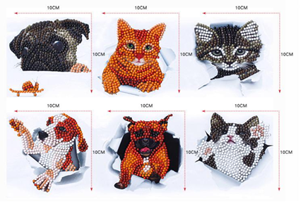 Pintura Diamante Stickers - Perritos y gatitos