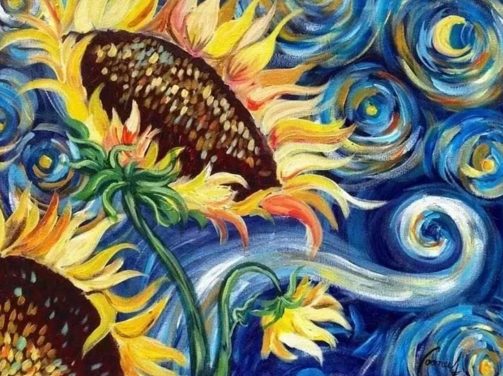 Girasoles de Van Gogh - Kit de pintura diamante