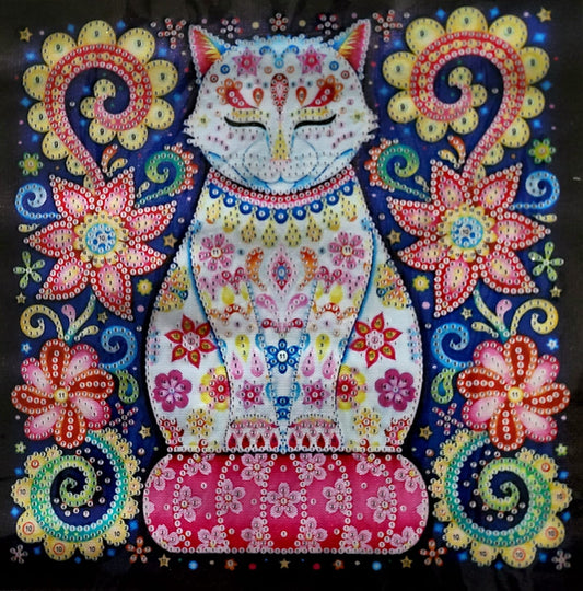 Mandala Gato- Kit de pintura diamante