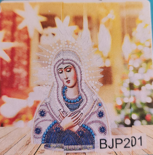 Adorno 3D de pintura diamante -Virgen Blanca