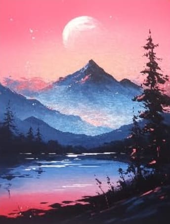 Paisaje Magenta   - kit de pintura diamante