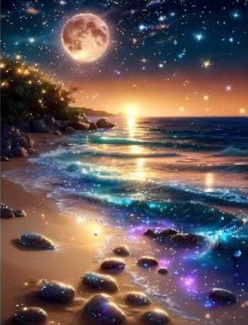 Mar Bioluminiscente - kit de pintura diamante