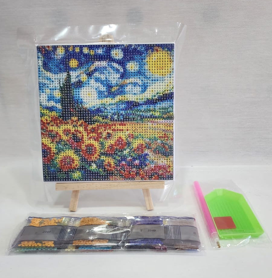 La Noche Estrellada en Bastidor (20x20 cm)