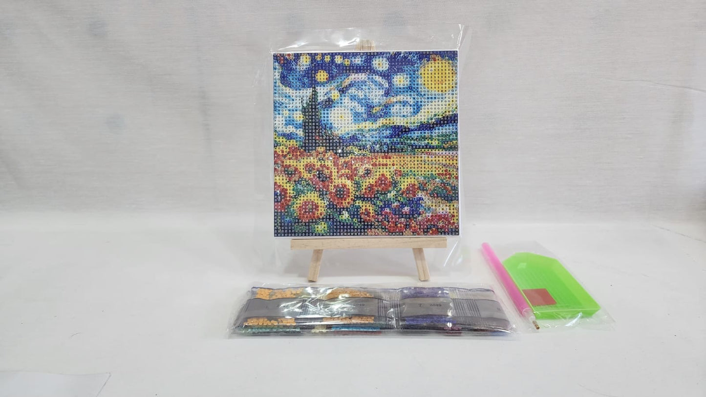 La Noche Estrellada en Bastidor (20x20 cm)
