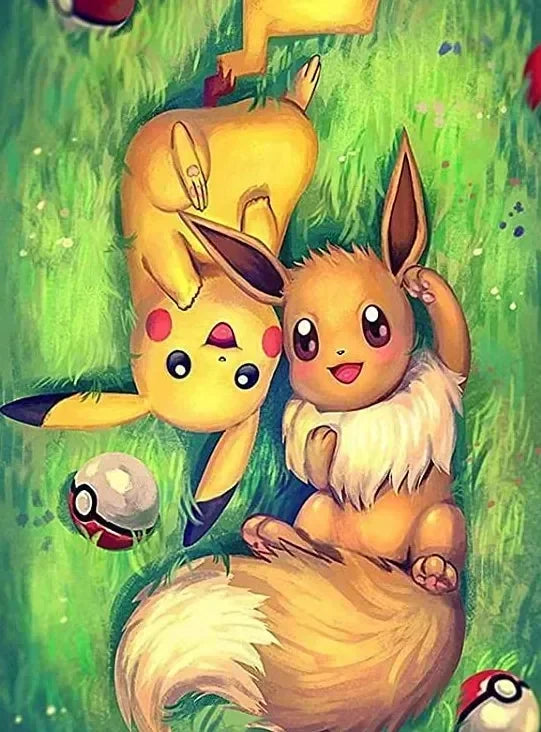 Eevee y Pikachu - Kit de pintura diamante