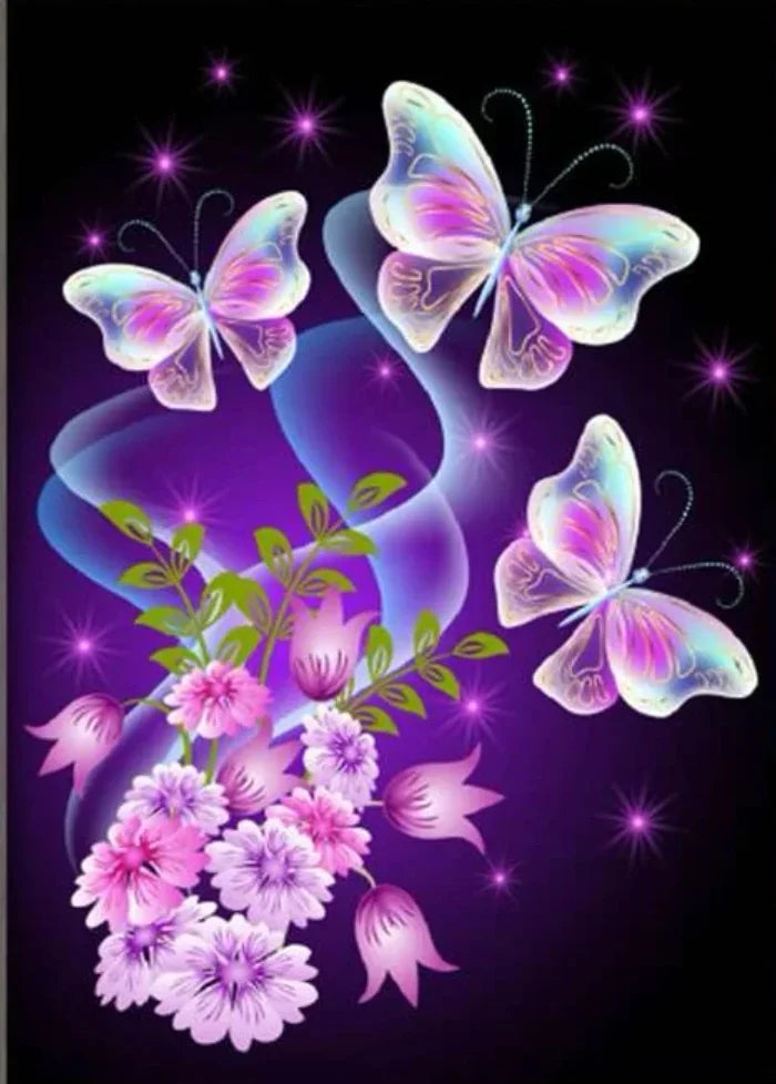 Pintura diamante - Mariposas moradas