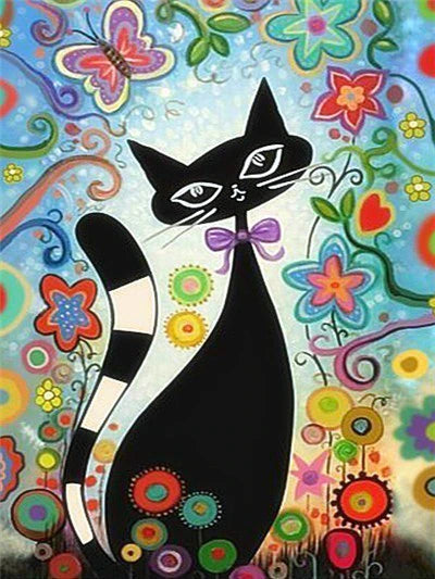 Gato negro - Kit de pintura diamante