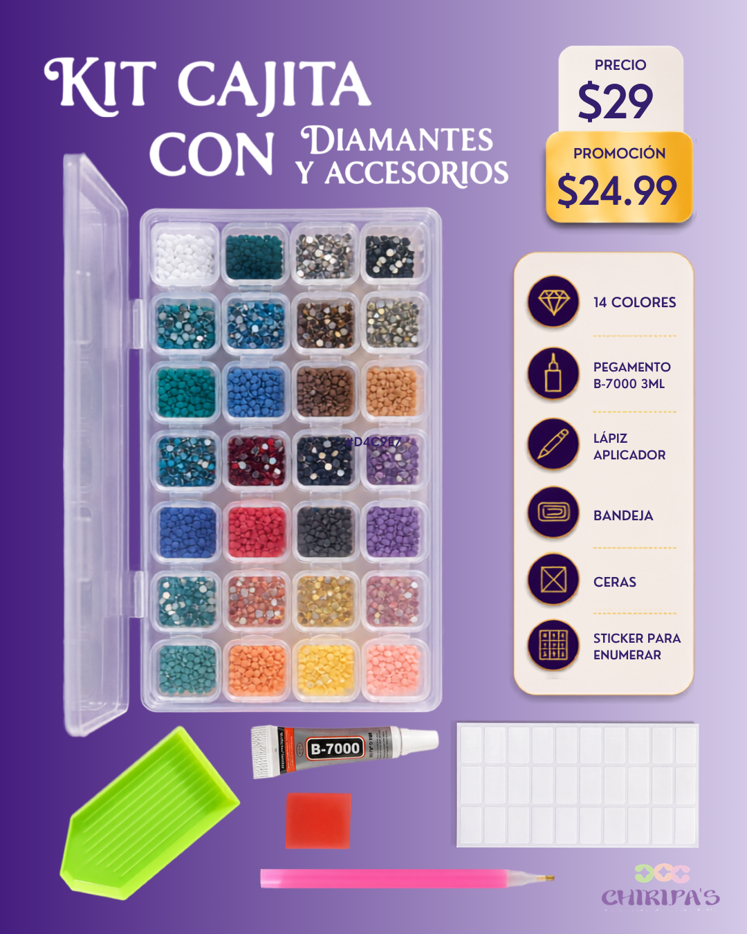 Kit Cajita con Diamantes y Accesorios - Chiripas Hobbies