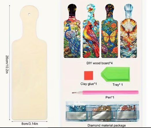 Set de 4 tablitas de madera – Pintura diamante